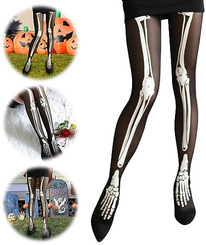 Netzstrumpfhose Schwarz Karneval, 1 Paar Netz Strumpfhose Totenkopf Spinnen, Spinnennetz Strumpfhose, Skelett Strumpfhose Damen, Karneval Kostüm Accessoires, Tag der Toten, Karneval, Mottoparty