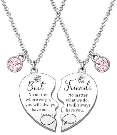 HULALA Charm Best Friend Necklaces For 2 Women Girls Birthday Christmas Gifts Friendship Matching Heart Necklace Jewellery
