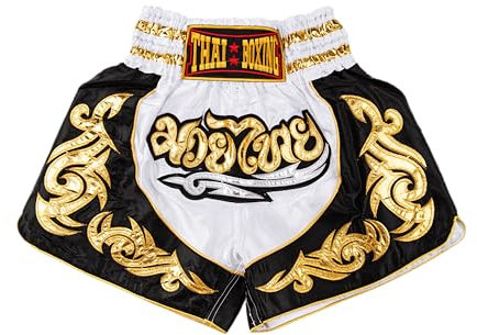 MUAY NATION Muay Thai Shorts für Männer Frauen Slim Cut MMA Boxshorts Training Kickbox-Kleidung Kampfsport-Shorts (DE/NL/SE/PL, Alphanumerisch, M, Regular, Regular, Weiß)