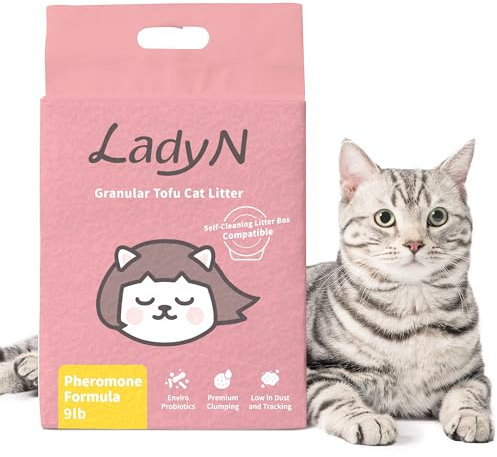 Lady N Cat Attract Tofu Streu - Natürliche Lockstoff-Formel für Katzentoiletten-Training, Beruhigendes Pheromon für Mehrkatzenhäuser, Granulat Mini-Pellet-Form für Selbstreinigende Box, 4,1 kg