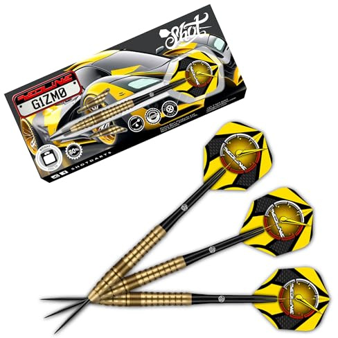 Shot! Redline Gizmo Steeldarts 24g – 80% Tungsten Präzisionsdarts mit Gold-Titanbeschichtung