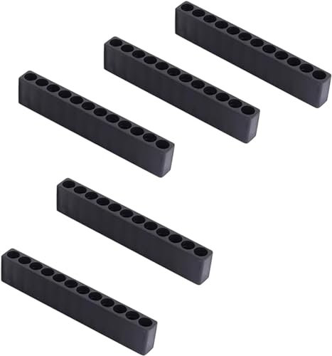 5 Pcs Hex Bit Holder,12 Holes Hex Bit Organiser,Professional Screwdriver Bit Holder,Plastic Drill Bit Storage Strips,Screwdriver Organiser Set,for DIY Enthusiast,Craftsman (Black)