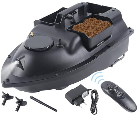 Garbenat Angelköder Boot 500M Fernbedienung Futterboot 3 Köderboxen Köderboot Wireless Angelköderboot ABS Fischköder Boot mit LED für Seen, Flüssen, Meeren (Schwarz)