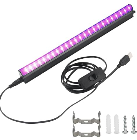 lvifloae LED Black Light Bar, 5V USB Blacklight Strip Licht für Glow Party, Magnetische schwarze Lichtstreifenröhre, tragbare LED Schwarz Licht für Fluoreszierende Tapisserie Körperfarbe
