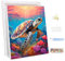 MEIYUDA Peinture par Numero Adulte avec Cadre Tortue Marine, DIY Kit Peinture Peinture par Numero Adulte, Pinceaux Peinture de Dessin de Pigment Acrylique, Loisirs Créatifs Maison Cadeau 30x40cm