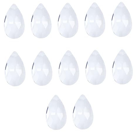 Mikikit 12 Stück Kristall-kronleuchter-prismen- 28 Mm Glasperlen Weiß Toller Reflektierender Effekt für Kronleuchter-