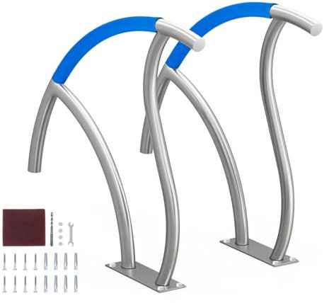 VEVOR Corrimano per Piscina, Confezione 2, Ringhiera per Piscina 762 x 762 mm Acciaio Inossidabile con Piastra di Base per Piscine Interne Esterne, Ringhiera di Sicurezza per Piscina, Bianco Argento