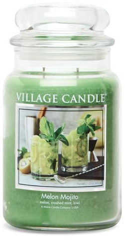 Village Candle Duftkerze im Glas (groß) Melon Mojito - Tradition Edition - Kerze mit 2-Docht Technologie
