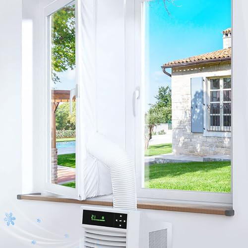 Gruntbear Kit Calfeutrage Climatiseur, 300CM Joint de Fenetre, Kit Climatisation Fenêtre Fonctionne avec Toutes Les Unités de Climatisation Mobiles et Sèche-Linge, Installation Facile