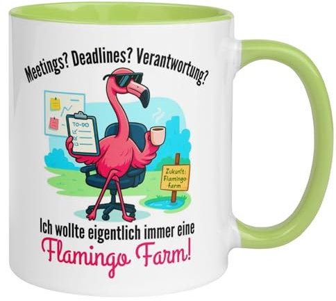 Flamingo Tasse Geschenk Büro | Ich wollte eigentlich immer eine Flamingo Farm | Lustige Tasse mit Spruch | Geschenkidee Abschied Geburtstag Chefin Kollegin Freundin Arbeitskollegin