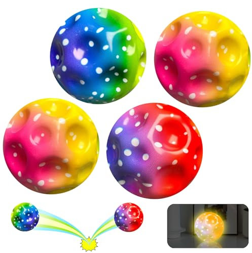 ShifenHong 4-Stick Hüpfball, 7 cm Spaceballs, Moonball Leuchtend, Springball für Kinder, Hohe Spring Gummiball, Moonball Super High Bouncing, Ball für Kinder, Partygeschenke