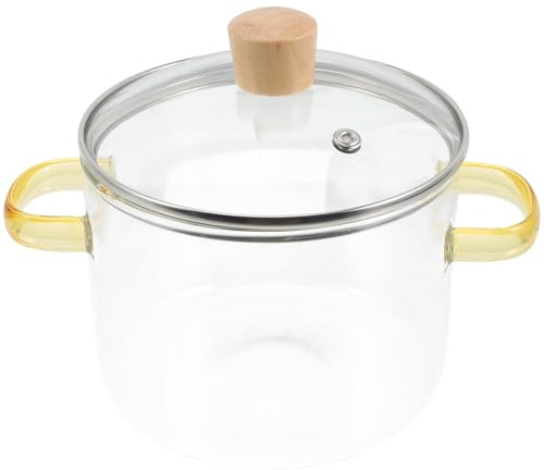 Healifty Glastopf Mit Deckel 1.5 L HitzebestäNdiger Borosilikat Suppentopf Mit Doppelgriffen FüR Kochen Von Ramen Nudeln Und Transparenter Kochtopf Aus Glas FüR KüChe Und Haushalt