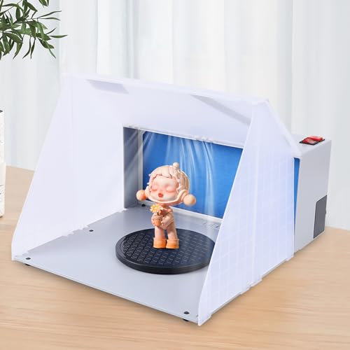LOYEMAADE Cabina de aspiración de aerógrafo con mesa giratoria de 360°, cabina de pintura plegable, 4 m³/min, para manualidades, bricolaje, pintura, modelismo, arte