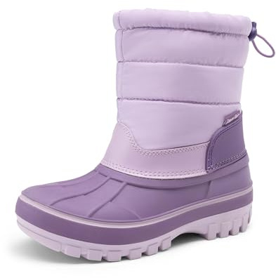 DREAM PAIRS KIDS Waterproof Snow Boots | Thick Textile Upper Warmth, Waterproof Shell Wet Snow, Grippy Outsole Safety, Adjustable Drawstring Snug