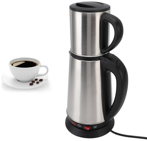 YUEHISY Elektrische Türkische Teehersteller Kessel -Set, 1L & 2L Edelstahl -Doppel -Topf mit Abnehmbarem Infuser für Schwarzes Kräutertee -Brauen (EU-Stecker 220V)