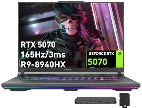ASUS ROG Strix G16 16 WUXGA 165Hz Gaming Laptop, GeForce RTX 5070 8GB GDDR7, AMD Ryzen 9 8940HX, 32GB DDR5, 3TB Storage (2TB SSD+1TB Docking Station), tastiera retroilluminata RGB a 4 zone, Win 11