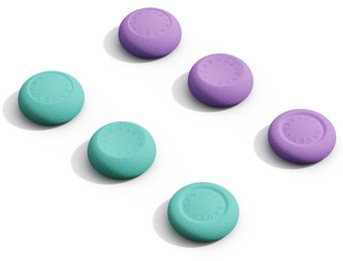 SAVAGE RAVEN by Skull & Co. Skin, CQC Thumb Grip Set Joystick Cap Analog Stick Cap for Nintendo Switch 2 Joy-Con Controller - Light Purple+Light Green, 3 Pairs(6pcs)