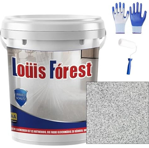 Ravionelle 2026 Upgrade Epoxy Colored Sand Floor Paint, Marble Effect Coating, Non-Slip & Wear-Resistant, Garage, Basement, Concrete & Wood Floors (gray-3,70oz/2kg)