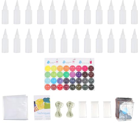 STOBAZA Kit de Teñido Anudado 24 Colores en Polvo 30 Ml para Telas, Pintura Textil Permanente, Seguro Adultos, Adecuado para Manualidades DIY y Fiestas de Halloween