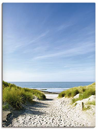 ARTLAND Wanddeko Leinwand Bilder Wandbild 45x60 cm Strand Meer Küste Nordsee Sand Dünen Natur Landschaft Maritim T9EX