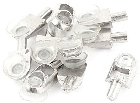 uxcell Home Glass Shelf Suction Cup Support Holder Metal Pin 5mm Dia 10 Pcs