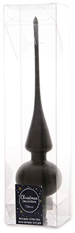 Christbaumspitze Glas 26cm hoch, D=6cm Weihnachtsbaumspitze schwarz matt