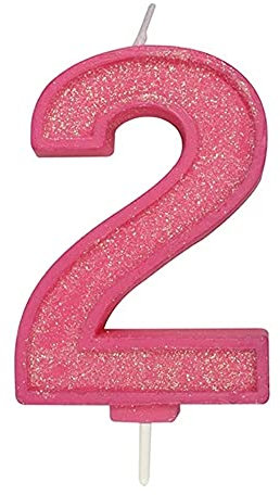 CULPITT Sparkle Number Candles For Cake & Cupcakes, Single Numbers From 0-9, Say Happy Birthday with These Candle Sparklers, Celebrate Birthdays & Anniversaries with Flair - Pink 2