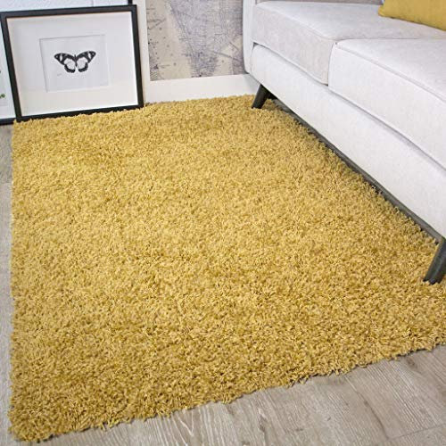 Ontario Ochre Mustard Yellow Gold Soft Warm Thick Shaggy Shag Fluffy Living Room Area Rug