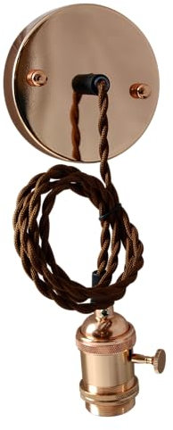 Colgante lámpara 'Vintage' con interruptor, portalámparas clásico E27 (Cobre)