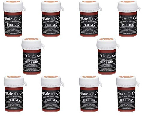 Sugarflair Spice Red Pastel Food Colouring Paste, Highly Concentrated for Use with Sugar Pastes, Buttercream, Royal Icing or Cake Mix, Subtle Colour Dye - 25g (Pack of 10)