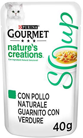 Purina Gourmet Nature's Creations Soup Humide Chats avec Poulet Naturel et Légumes, 32 Enveloppes de 40 g Ciacuna