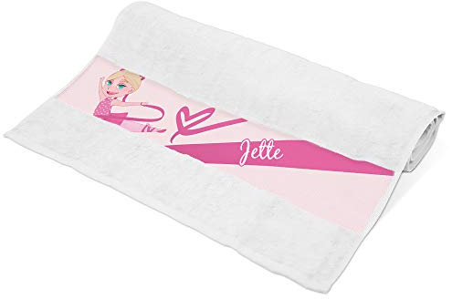 Eurofoto Handtuch mit Namen Jette und Motiv mit Tänzerin für Mädchen| Kinder-Handtuch Bedruckt | Farbe: Weiß | 50 x 100cm