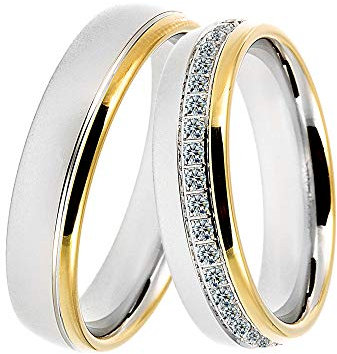 DOOSTI Partnerringe/Trauringe BICOLOR 925/- Silber – inkl. Gratis Gravur