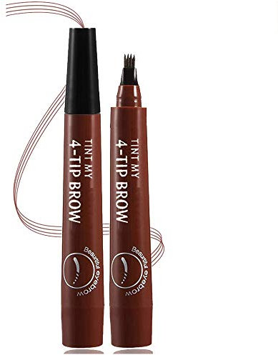 Augenbrauen-Tätowierungsstift, Microblading-Augenbrauenstift, 4-Punkte-Augenbrauenstift, langlebiges Make-up Professionelle natürliche Augenbrauen, Abdeckung spärlicher Bereiche (03#Rotbraun)