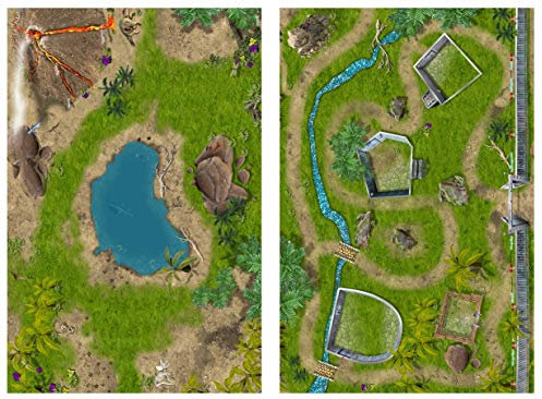 Bundle Dinosaurier & Dinosaurier Park Spielmatten (ähnlich Spielteppich) | SM02 & SM07 | Spiel-Matte | ideales Zubehör zu Spiel-Figuren von Schleich, Playmobil, Papo, Bullyland | 150x100 cm