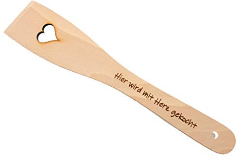 Kochlöffel/Pfannenwender - Hier wird mit Herz gekocht - Holz, Holzgeschenke, Geburtstag, Valentinstag, Muttertag, Weihnachten