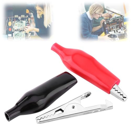 20 Stück Krokodilklemmen-Messleitungen, 28mmkrokodilklemmen mit Kabel Elektrische Klemme zum Testen des Sondenmessgeräts und der Kabelführungsklemme (Rot & Schwarz)