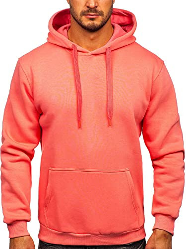 BOLF Herren Kapuzenpullover Hoodie Sweatshirt mit Kapuze Pullover Pulli Langarmshirt Freizeit Sport Fitness Outdoor Casual Style 1004 Lachsrosa S [1A1]