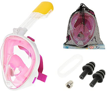 ikonka, Tauchmaske, Schnorchelmaske, Vollmaske,180 Grad-Sicht Tauchmasken, Vollgesichtsdesign, Taucherbrille für Erwachsene und Kinder S/M ROSA