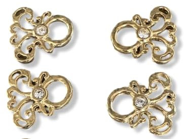 4 Stück (2 Paar) gold glänzende Miederösen Miederhaken Ösen für Dirndl Mieder Coursage aus Metall, echt vergoldet