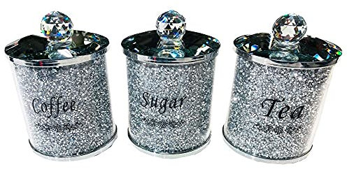 Touch of Venetian Sparkle Ornament Bling Crushed Diamond Gift | diamante tea coffee sugar canisters biscuit kitchen roll holder salt & pepper tray jars organizer containers set egg station coaster