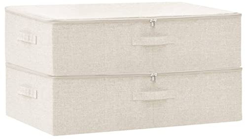 vidaXL 2X Aufbewahrungsbox Spielzeugkiste Spielzeugbox Stoffbox Faltkiste Faltbox Regalkorb Kiste Korb Box Organizer Stoff 70x40x18cm Creme