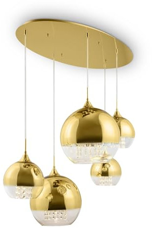 Maytoni Moderne Pendelleuchte Fermi 5 xE27 excl. Gold aus Glas und Metall, Metall Energieeffizient 60W für Küche, Schlafzimmer, Wohnzimmer, Esszimmer, Lobby