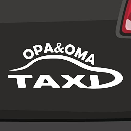 Oma&Opa Taxi Aufkleber - 6 Größen, 21 Farben - Spruch 'Führerschein' - Lustig, Opa, Oma - Made in Germany - Stickerfreaks - ORACAL - Weiß
