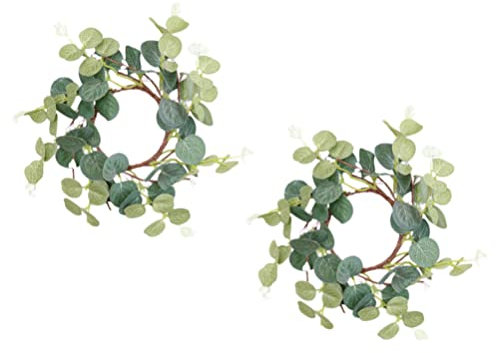Angoily Kerzenkranz Frühling Kerzenring Künstliche Kranz 2 Stücke Eukalyptus Kerze Ring Frühlingskranz Blumekranz Dekokranz Hängende Kranz Anhänger für Ostern Hochzeit Tischdeko 8c
