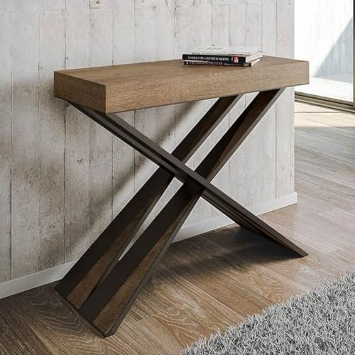 IMAGO FACTORY Tiago - Consolle Allungabile, Tavolo Allungabile Sala da Pranzo (Fino a 196cm) Mobile Consolle Ingresso Moderno, Tavolo Cucina Allungabile, Console Arredo Made in Italy (Color Noce)