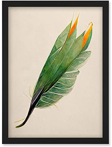 Wee Blue Coo Tropical Bird of Paradise Leaf Botanical Illustration Artwork Framed Wall Art Print A4