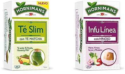 Hornimans Té Slim con Té Matcha | Ingredientes 100% Naturales | 20 bolsitas | Con Teína & Infu Línea | Infusión con Hinojo 100% Natural | 20 bolsitas | Sin Teína