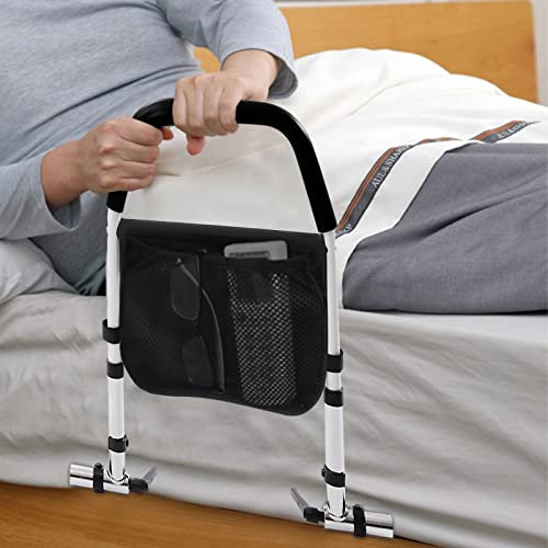 SHZICMY Bett Aufstehhilfe Bettgriff, Höhenverstellbarer Bettgitter für ältere Menschen Faltbare Senioren Bettgeländer Rausfall Schutz Bett High Carbon Steel-Bettschiene