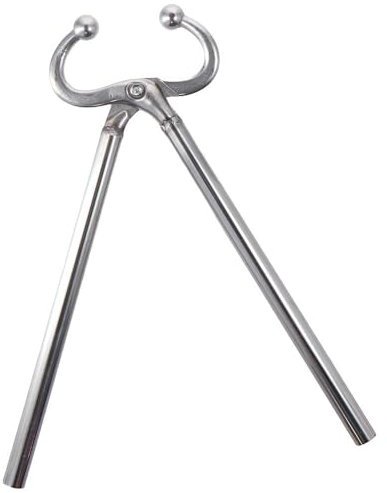 napkery Silver Nose Ring Plier, Cow Nose Plier Stainless Steel Automatic Locking Bull Cattle Nose Ring Pliers Clamp Equipment for Farm Ranch